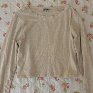 Beige Long Sleeve Crop Top